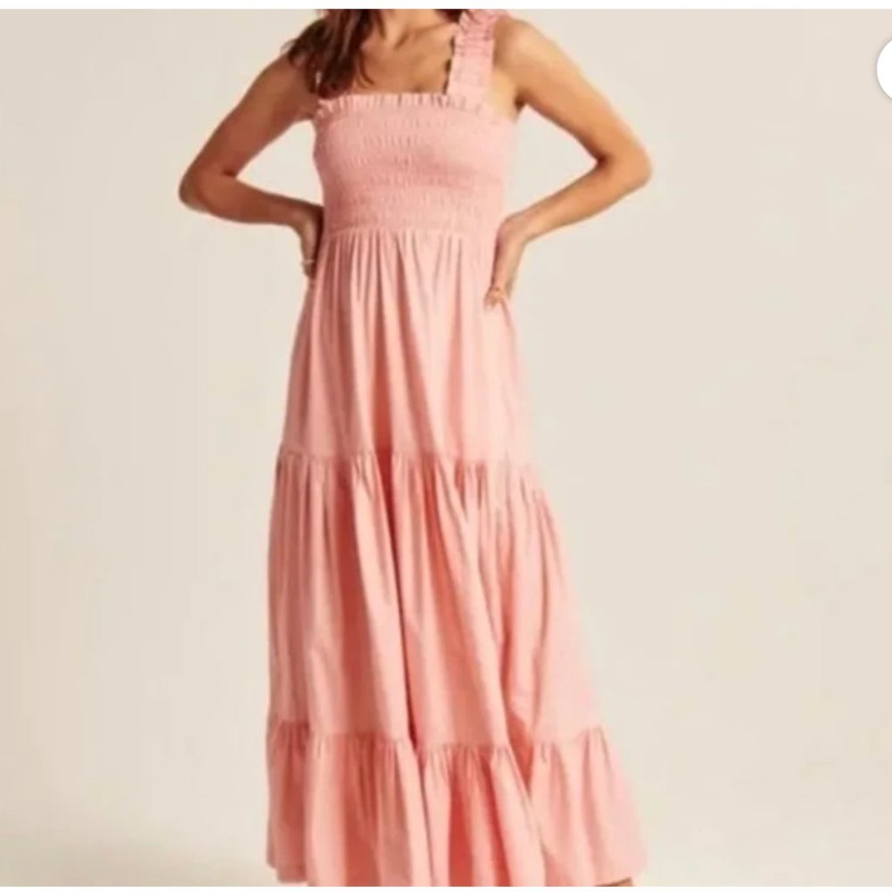 Abercrombie & Fitch smocked pink maxi sundress